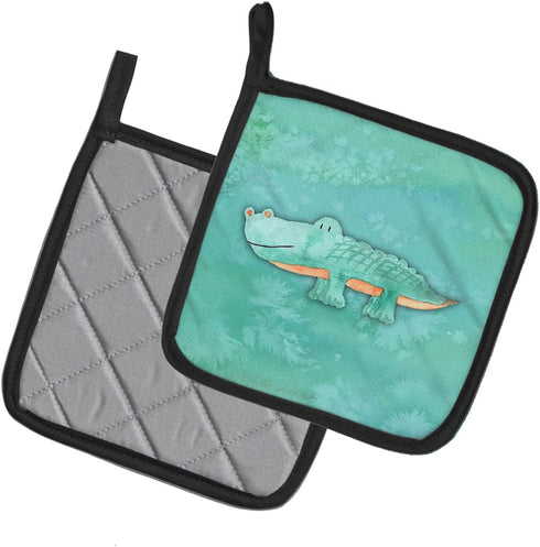 Caroline's Treasures BB7385PTHD Alligator Watercolor Pair of Pot Holders Kitchen Heat Resistant Pot Holders Sets Oven Hot Pads for Cooking Baking ...