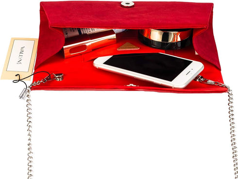 WALLYN'S Patent Leather Clutch Classic Purse Evening Bag Handbag With Flannelette...