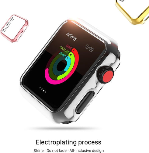 Compatible with Apple Watch Case 44mm 40mm, Super Thin PC Plated Bumper Protector Shiny Cover Lightweight Slim Shell Shockproof Frame Accessories ...