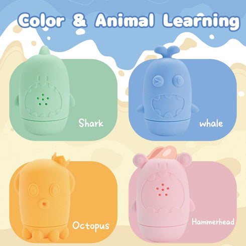 Mold Free Bath Toys for Babies 6-12 Months, 4 Pack Silicone Squirting Bath Toy for Baby, Water Pool Toys for Toddlers 1-3, Non Toxic Infant Bathtu...