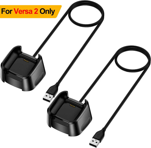 QIBOX Charger Compatible with Fitbit Versa 2 (Not for Versa/Versa Lite), 2-Pack Replacement USB Charging Cable Dock Stand for Versa 2 Health & Fit...