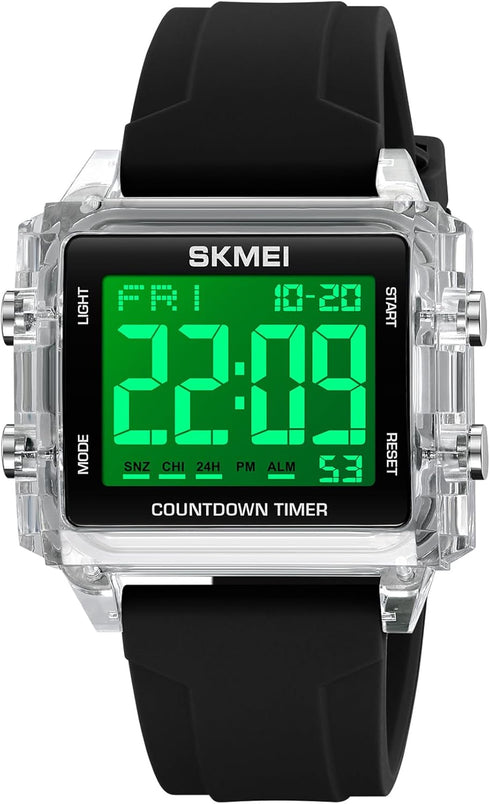 Gosasa Unisex Digital Watch Women Men Multifunction Outdoor Sport Watches Casual Silicone Strap Stopwatch Alarm Countdown Dual Time 50M Waterproof...