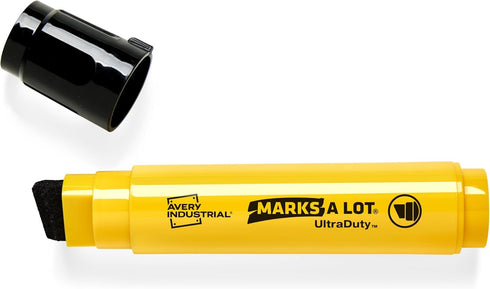 AVERY Marks A Lot UltraDuty Permanent Markers, XL Wide 18mm Chisel Tip, Water Resistant, 1 Black Industrial Marker (29865)...