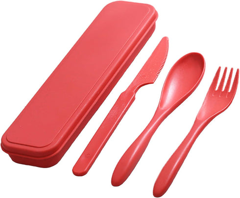Portable Cutlery Set with Case, Reusable Plastic Knife Fork Spoon Tableware Set, Travel Utensils Set for Camping Picnic Office School or Daily Use...