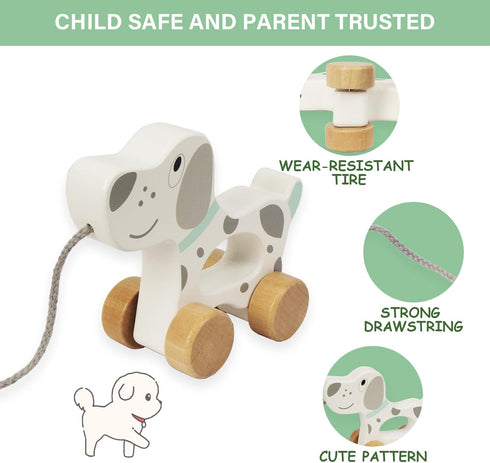 Baby Toys Car,Wooden Pull Along Toddler Toy, Developmental Toy for 1 Year Old Girl Boy Birthday Gift (Dog)...