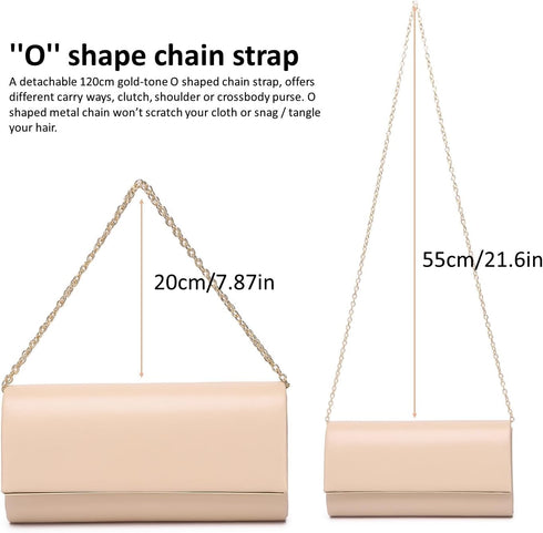 Women Evening Bag Vegan Leather Clutch Purse Shoulder Crossbody Envelope Bag for Party Wedding Prom Bridal...