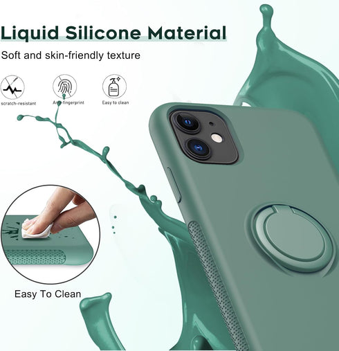 LeYi for iPhone 11 Case: with 2 PCS Glass Screen Protector for Women Girls Boys, Liquid Silicone Shockproof Phone Case Cover with Stand for iPhone...