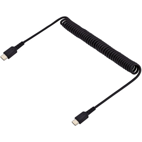 StarTech.com 3ft (1m) USB C Charging Cable, Coiled Heavy Duty Fast Charge & Sync USB-C Cable, USB 2.0 Type-C Cable, Rugged Aramid Fiber, Durable M...
