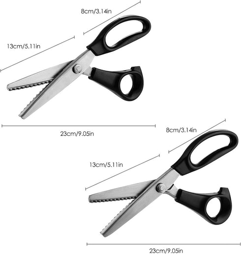 2 pcs Pinking Shears Scissors for Fabric, DaKuan 2 Models Fabric Scissors, Zig Zag Scissors, for Crafting, Paper Cutting, Fabric, Leather Material...