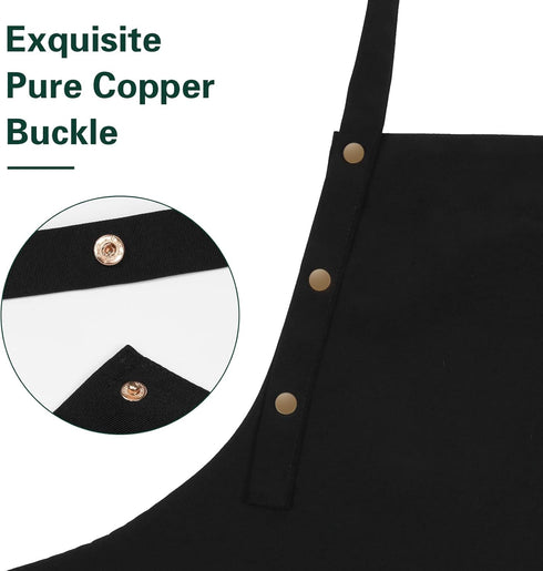Apron for Men Women with Adjustable Straps and Large Pockets, Canvas Cotton Cooking Kitchen Chef Bib Aprons Waterproof Black...