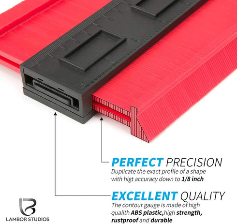 Contour Gauge 10 Inch, Widen Plastic Profile Gauge Duplicator, Precisely Copy Irregular Shapes Wood Template Measuring Tool for Perfect Fit and Ea...