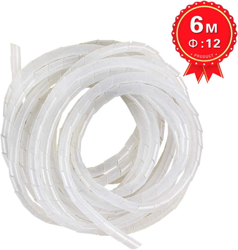20Ft XHF 1/2" Clear Spiral Cable Wrap 12mm(Wrapping Range:9mm-65mm) Cord for Computer Electrical Wire Organizer Sleeve Hose RoHS...