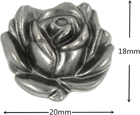 Bezelry 12 Pieces Rose in Full Bloom Metal Shank Buttons. 20mm (3/4 inch) (Gray Silver)...