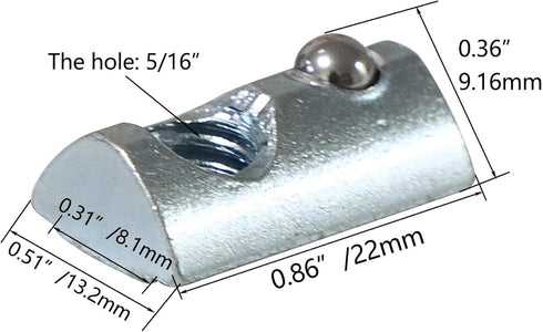 20 Packs 5/16-18 Threaded Steel Roll in T-Nut with Ball Spring, T Slot Accessories for Aluminum Extrusion Profile Rail...