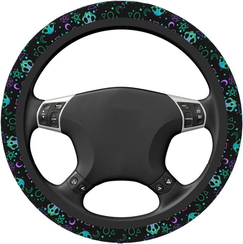 Magic Skull Magical Star Moon Steering Wheel Cover for Women Men Girls Car Accessories Decor Anti-Slip Neoprene Auto Steering Wheel Covers Protect...
