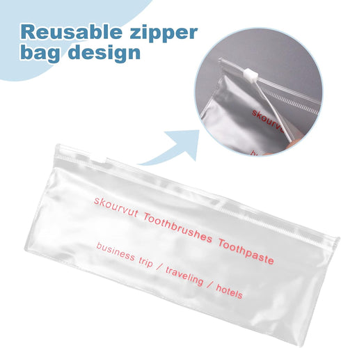 Disposable Toothbrushes with Toothpaste Individually Wrapped, Travel Kit whit Plastic Zip Bag,Toothbrush Head Cover, Bulk Toothbrush for Homeless,...