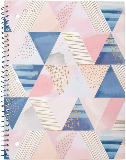 Mead Spiral Notebooks, 1 Subject, College Ruled Paper, 70 Sheets, 10-1/2" x 7-1/2", Shape It Up, Design May Vary, 3 Pack (38191)...