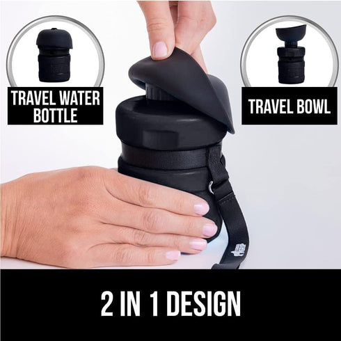 Gorilla Grip No Spill Portable Dog Water Bottle with Built in Bowl, Food Grade Silicone Leak Proof Pets Travel Drink Dispenser, Puppy Walk Trainin...