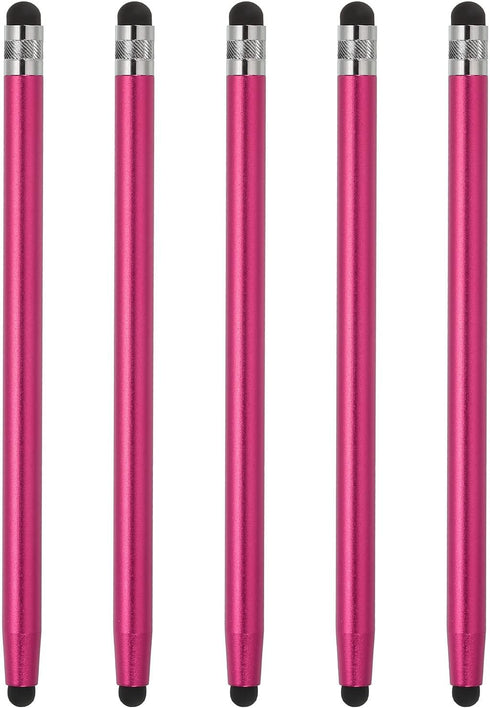 MECCANIXITY 5pcs Stylus Pens for Touch Screens Dual Rubber Tips Capacitive Stylus Universal Tablet Pen Sensitivity Precision, Rose Red...