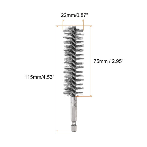 5Pcs Bore Brush Stainless Steel 22mm Dia Cleaning Twisted Wire Brush Tube Pipe Cleaner with Handle 1/4 Inch Hex Shank for Tubes, Ports, Bearings...