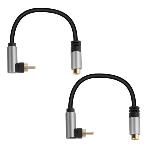 RCA Audio Extension Cable (2 Pack), 90 Degree RCA Male to Female Lead Cable, Digital Coaxial Audio Cable for Home Theater, HDTV, DVD, Amplifiers, ...