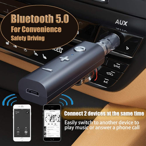 Aux Bluetooth Adapter for Car, Bluetooth 5.0 Car Adapter, 3.5mm Jack Aux Bluetooth Receiver for Home Audio/Car Audio Stereo System/Headphones...