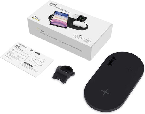 Seacosmo Wireless Charger, 3 in 1 Qi-Certified Fast Charging Station Dock for iPhone/for Samsung, for Airpods 2 3, Nightstand Docking Station for ...