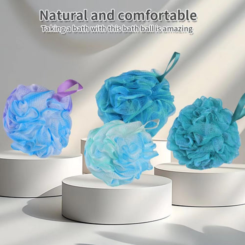 Mesh Pouf Loofah Sponge Pack of 4 Bath Shower Loofah Sponge Deep Cleansing Body Scrubber Balls Exfoliating Bath Sponge Cleanse Soothe Skin Luffa E...