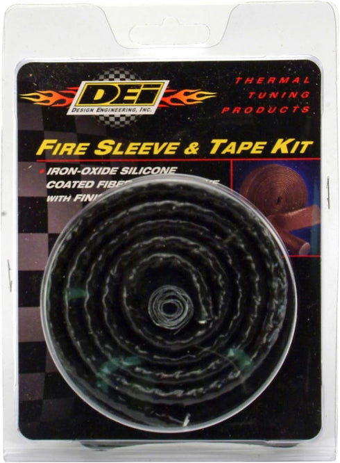 Design Engineering 010472 Fire Sleeve and Tape Kit 5/8" I.D. x 3ft Heat Protection for Wires, Hoses, etc....