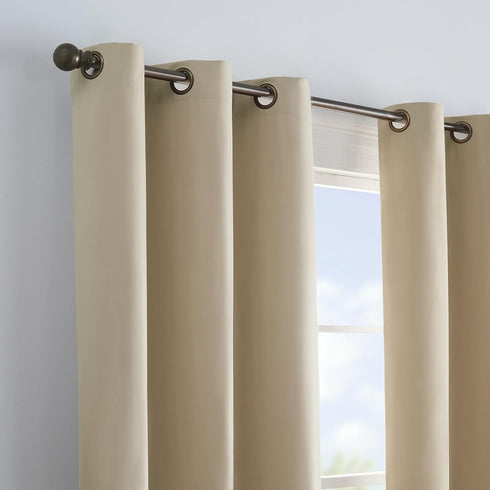 eclipse Microfiber Total Privacy Blackout Thermal Grommet Window Curtain for Bedroom (1 Panel), 42 in x 84 in, Beige...