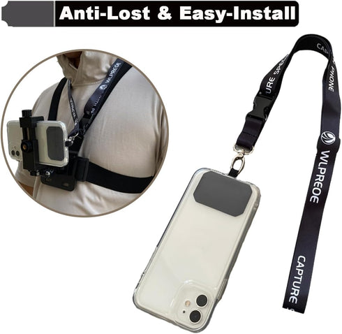 Phone Chest Mount Harness & Head Strap for All iPhones - Stable & Secure - Hands Free - Travel Accessories Kit for Filming Video, POV/VLOG, Fishin...