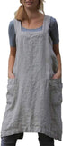 YESDOO Linen Apron Cross Back Apron for Women with Pockets Pinafore Dress for Baking Cooking, Grey, Small...