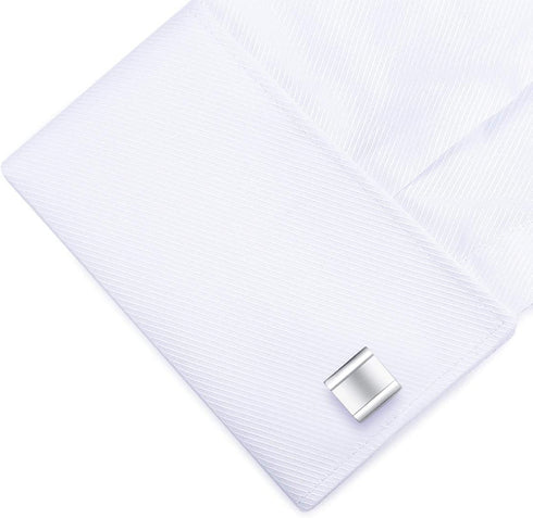 HONEY BEAR Square Cufflinks for Mens Steel Business Wedding Gift Silver...