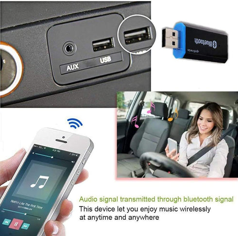 USB Bluetooth Receiver Adapter,Wireless Audio Adapter, Car Kit Music Receiver Bluetooth Adapter Home/Car Stereo Sound System,Portable Speskers,(Au...