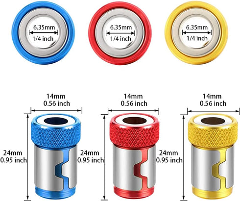 6 Pieces Bit Magnetizer Ring Magnetic Screw Holder Rings 1/4 Inch Hex Shank Carbon Steel Electric Drill and Hand Tools Screwdriver Driver Bits Mag...