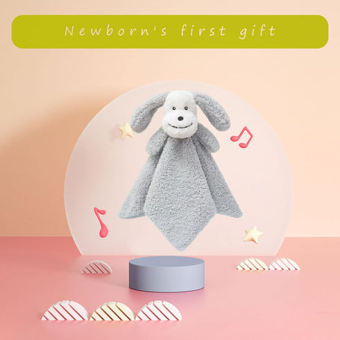 Baby Gray Puppy Soft Stuffed Animal Security Blanket, Plush Dog Character Lovey Blanket, Baby Shower/Nursery Gift, Cuddly Newborn, Infant, Toddler...
