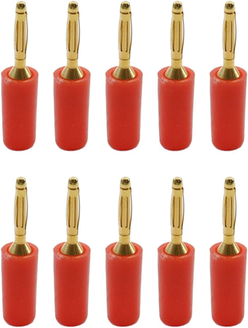 2mm Banana Plugs for Speaker Wire,Gold Plated Musical Speaker Cable Wire Pin Jack Test Probes Connectors for Amplifier,10Pcs Red...