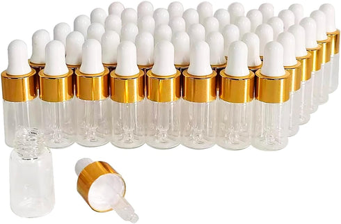 50PCS Transparent Sample Dropper Bottles, 3 ml Mini Essential Oil Dropper Bottles, Perfume Bottles with 2 Plastic Droppers for Travel Test Samples...