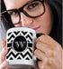 3dRose Black And White Chevron Monogram Initial W Mug, Black/White, 11 oz...
