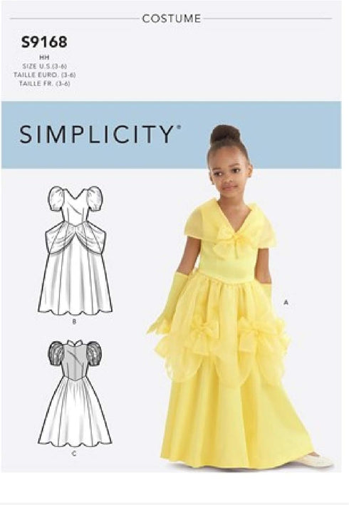 Simplicity S9168 Girl's Princess Costume Sewing Pattern Sizes 3-6...