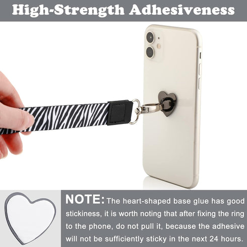Flutesan 12 Pcs Phone Charm Hook Phone Charms Adhesive Metal Finger Grip Cell Finger Ring Loop Stand for DIY Hanging Round and Heart Holder Cute K...