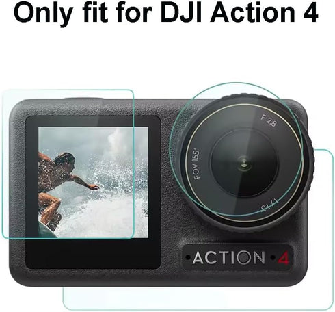 Screen and Lens Protector for DJI Osmo Action 4, Anti-Scratch 9H Ultra Clear Cover Tempered Glass LCD Display Film + Lens Protector (2 Pack) for D...