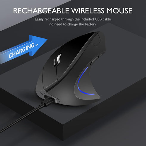 Neises Bluetooth Ergonomic Mouse for iPad, MacBook, Laptop - Rechargeable, Adjustable DPI, Silent Click...