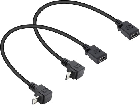 Micro USB to Mini USB Adapter Cable 27CM Up & Down Angle Micro USB Male to Mini USB Female Charging and Data Sync Cord(2Pack)...