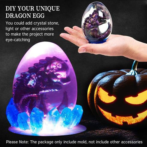 3D Dragon Egg Resin Molds Silicone, Dragon Silicone Mold Set for Epoxy Resin Casting, Ornament Keychain Cute Mold, DIY Resin Candle Concrete Cemen...