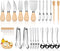 Charcuterie Board Accessories Wooden Cheese Spreader Knive Set, Wood Handle Butter knives For Cheese Kit, Mini Cheese Knife Slicer With Tongs, Spo...