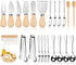 Charcuterie Board Accessories Wooden Cheese Spreader Knive Set, Wood Handle Butter knives For Cheese Kit, Mini Cheese Knife Slicer With Tongs, Spo...