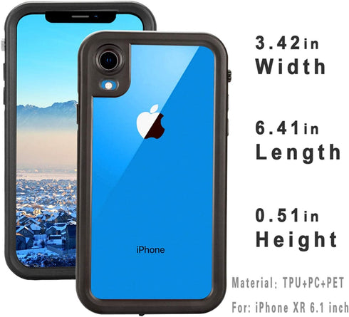 Compatible with Apple iPhone XR Case, Full-Body Protective Waterproof Case, Shockproof Snowproof Clear Cover Case for iPhone XR (6.1 Inch, Teal Cl...