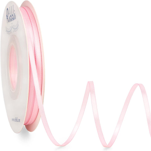 Ribbli Light Pink Double faced Satin Ribbon,1/8” x Continuous 50 Yards,Use for Bows Bouquet,Gift Wrapping,Baby Shower,Floral Arrangement...