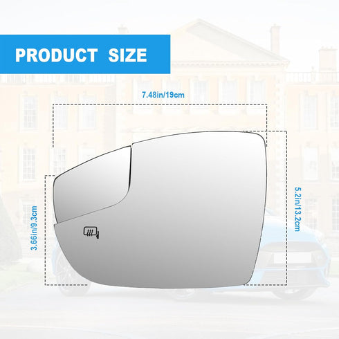 Left Driver Side View Heated Mirror Glass Replacement for 2012 2013 2014 2015 2016 2017 2018 Ford Focus Side Mirror Glass With Rear Holder Replace...